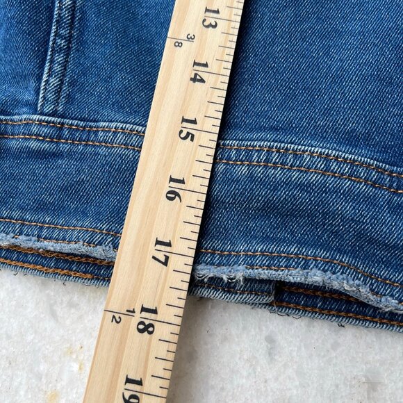 & Other Stories Cropped Denim Jean Jacket Mid Wash Lightly Distressed | Size 8 - Picture 4 of 13